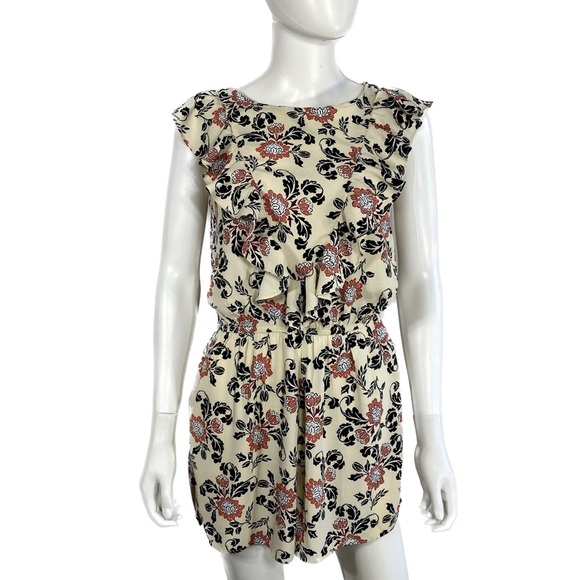 Express Floral Ruffled Front Shorts Romper - Picture 1 of 7